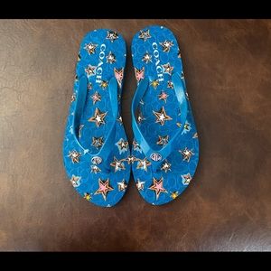 Coach Abbigail Blue Star Flip Flops Size 8